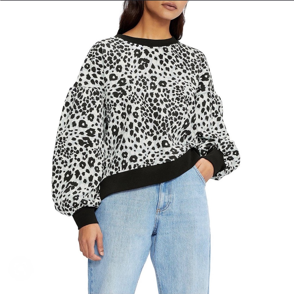 NEW NWT Ted Baker Donni Oversized Leopard Jersey Sweatshirt